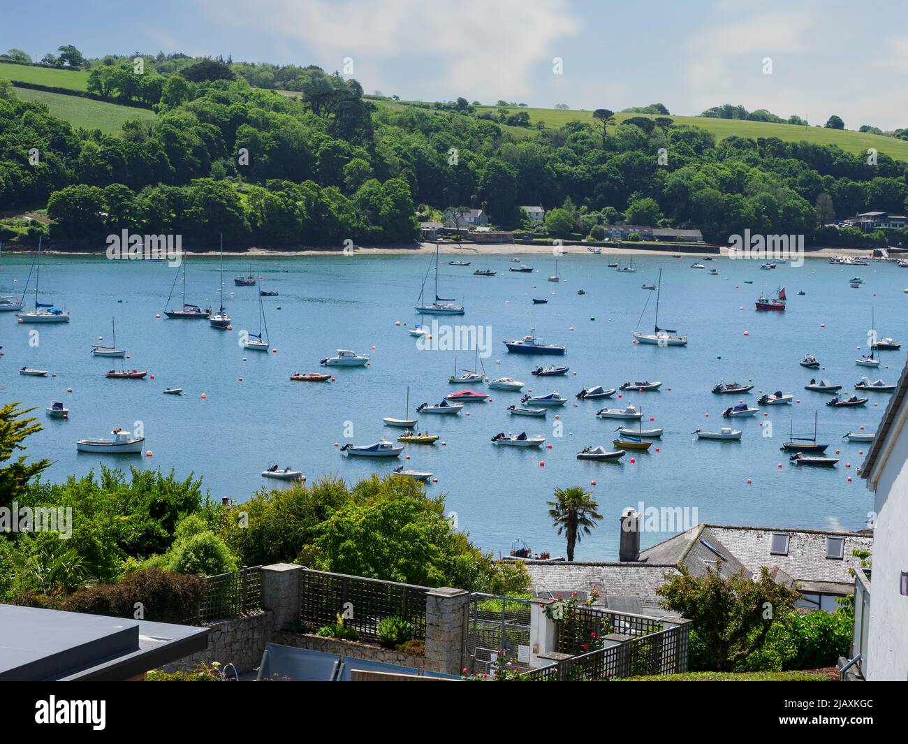 View across the Helford River from Helford Passage, Cornwall, UK Stock Photo