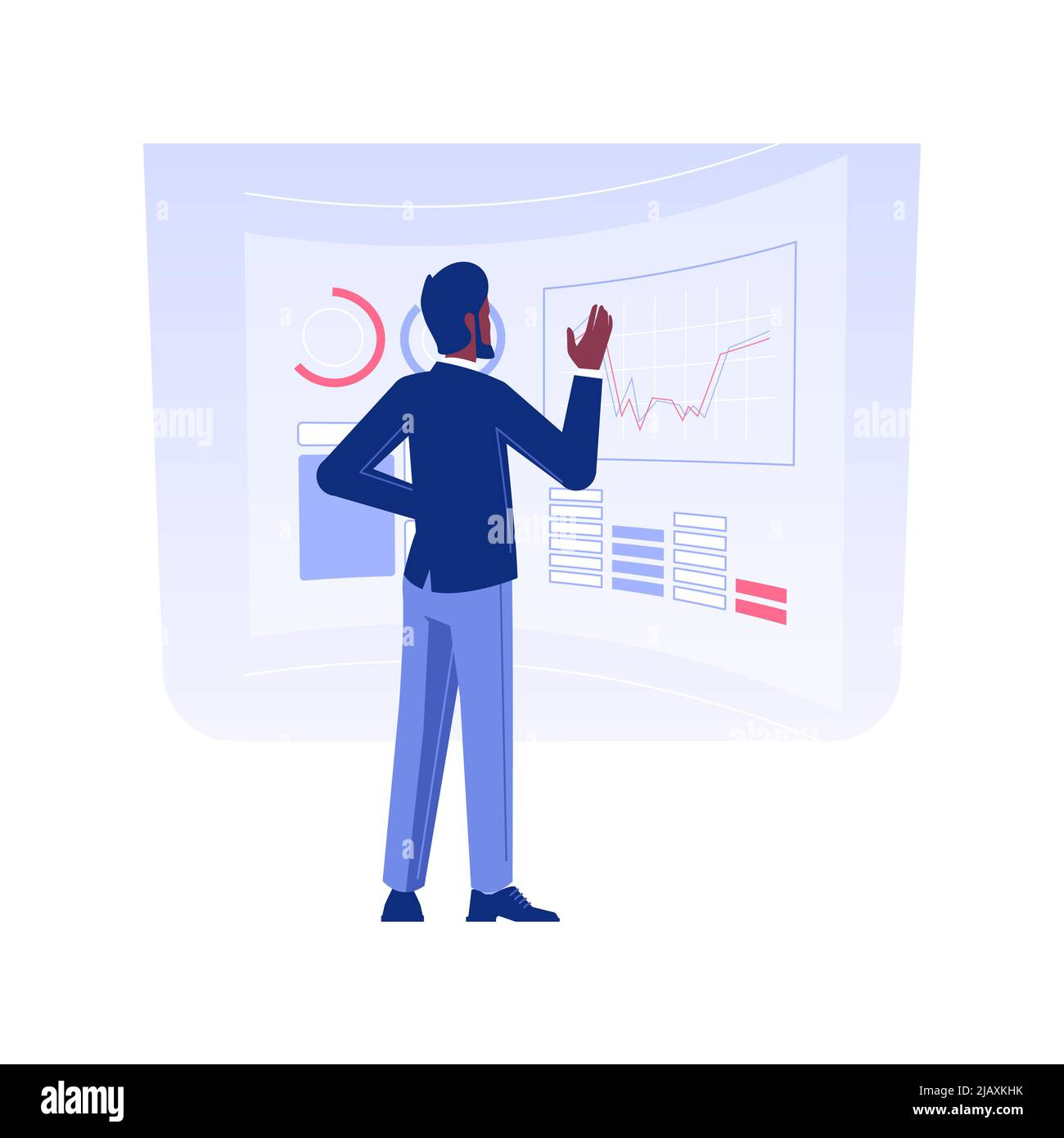 Interactive digital wall isolated concept vector illustration. Brick