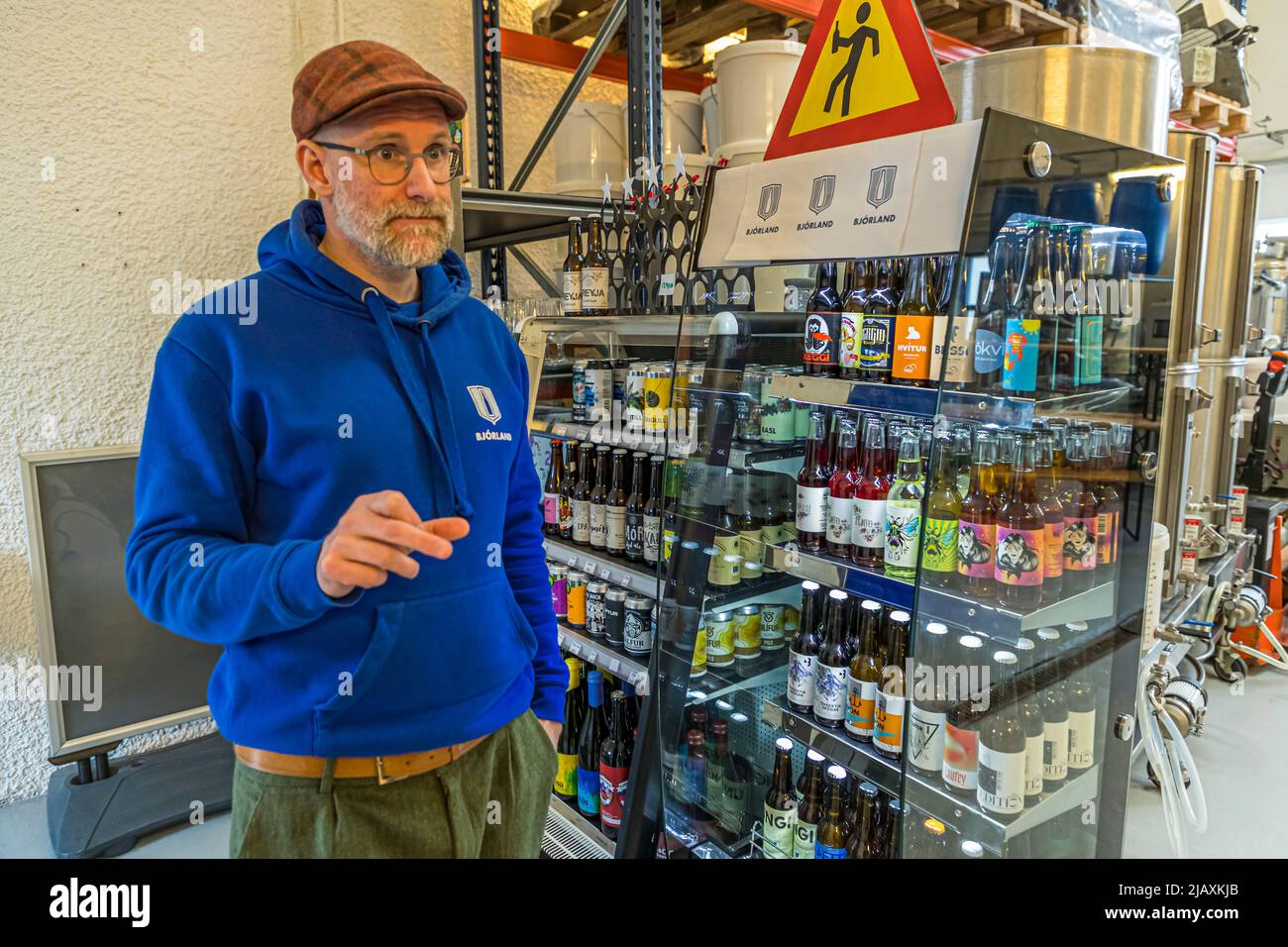 Þórgnýr Thoroddsen is a profound connoisseur of the Icelandic beer and brewing scene. Bjorland in Reykjavik, Iceland Stock Photo