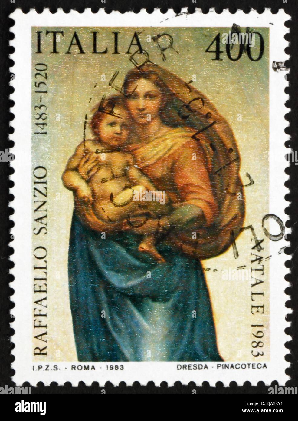 ITALY - CIRCA 1983: a stamp printed in the Italy shows Sistine Madonna, Painting by Raphael, circa 1983 Stock Photo
