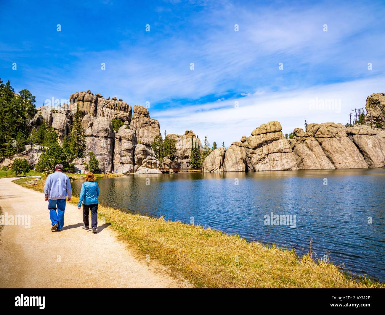 People On Trail Around Sylvan Lake In Custer State Park In The Black People On Trail Around Sylvan Lake In Custer State Park In The Black