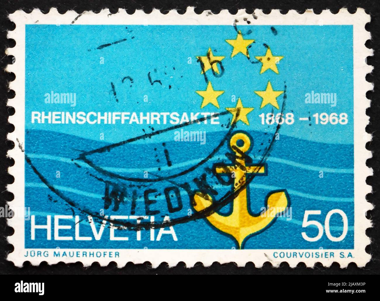 Switzerland flag postage stamp hi-res stock photography and