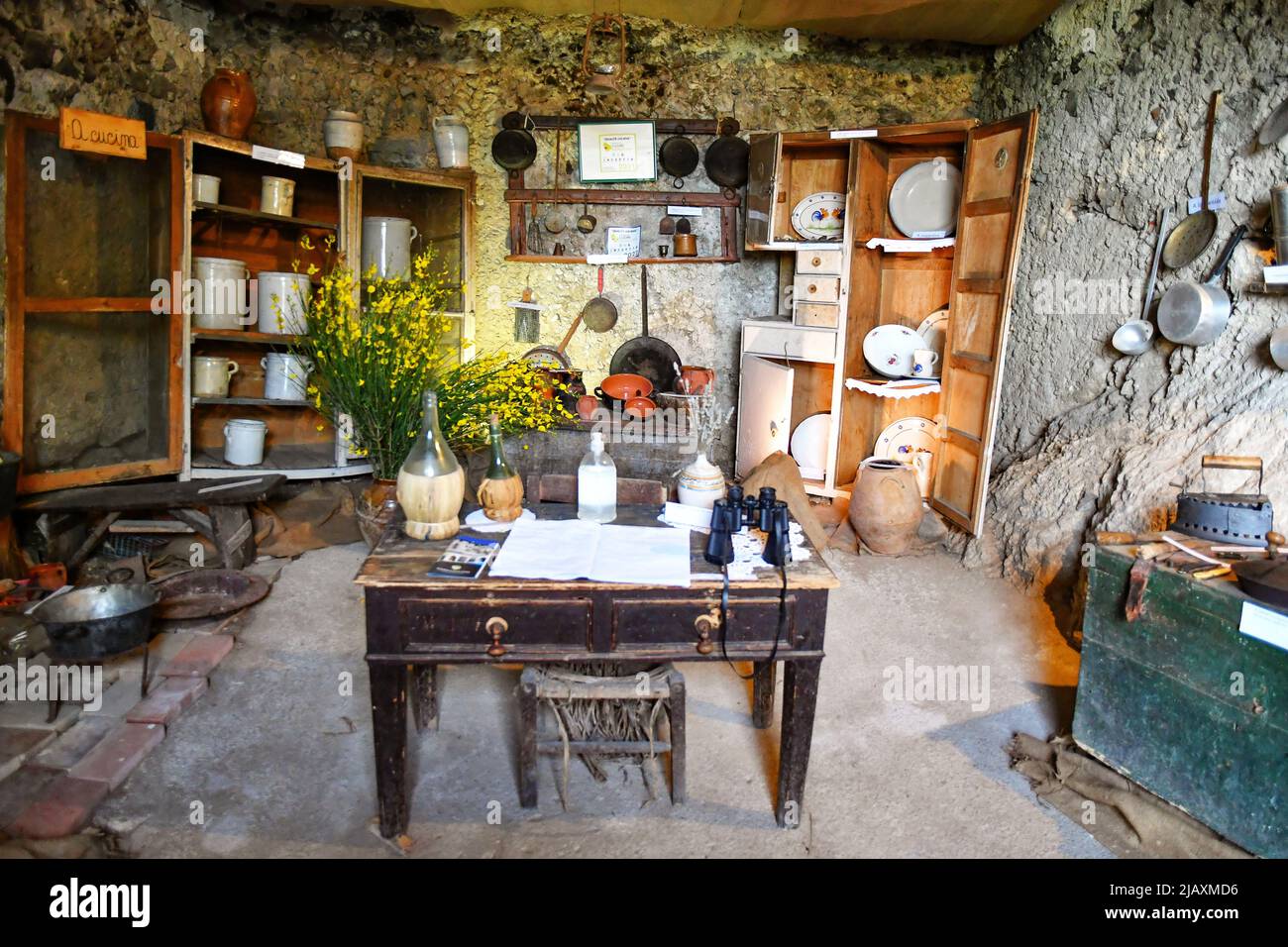 The interior of an old peasant house in Marsicovetere, a village in the