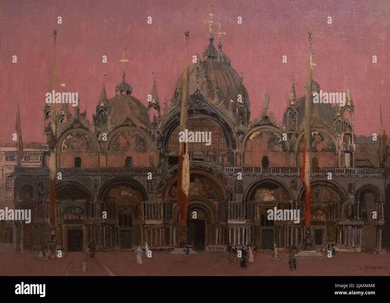 Walter Sickert painting; ' The Facade of St. Marks - Red Sky at Night ', 1895. Oil on canvas, 19th century Post impressionist british painters. Stock Photo