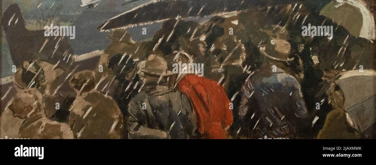 Walter Sickert painting; ' Miss Earhart's Arrival ' 1932 - the arrival of Amelia Earhart after her solo trans-Atlantic flight. London UK Stock Photo