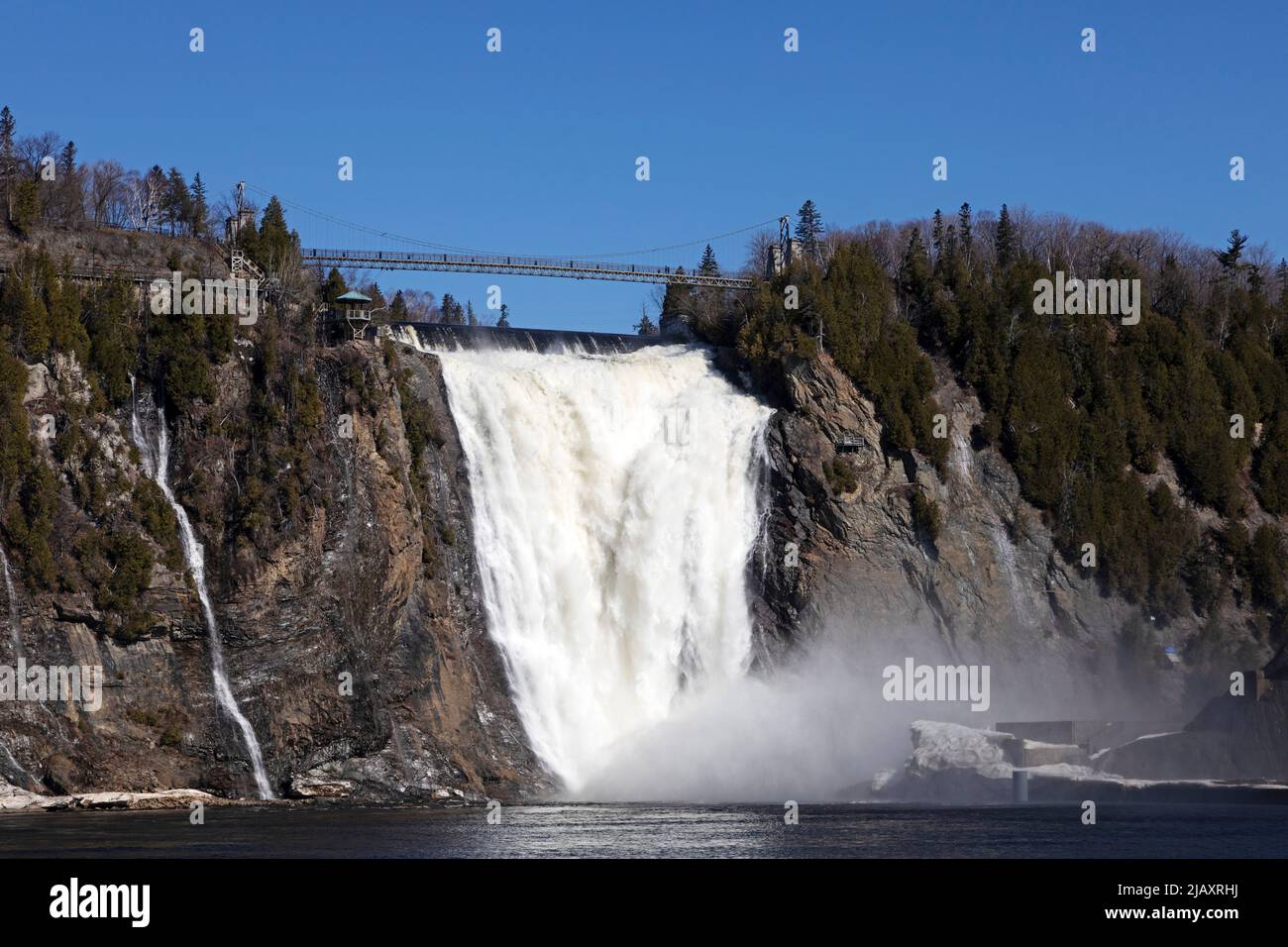 Montmorency Falls (Chute Montmorency) near Quebec City in Canada. The 83-metre-high waterfall is in Montmorency Falls Park. Stock Photo