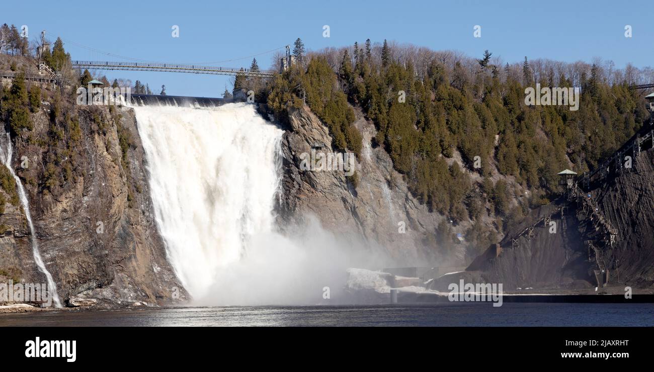 Montmorency Falls (Chute Montmorency) near Quebec City in Canada. The 83-metre-high waterfall is in Montmorency Falls Park. Stock Photo