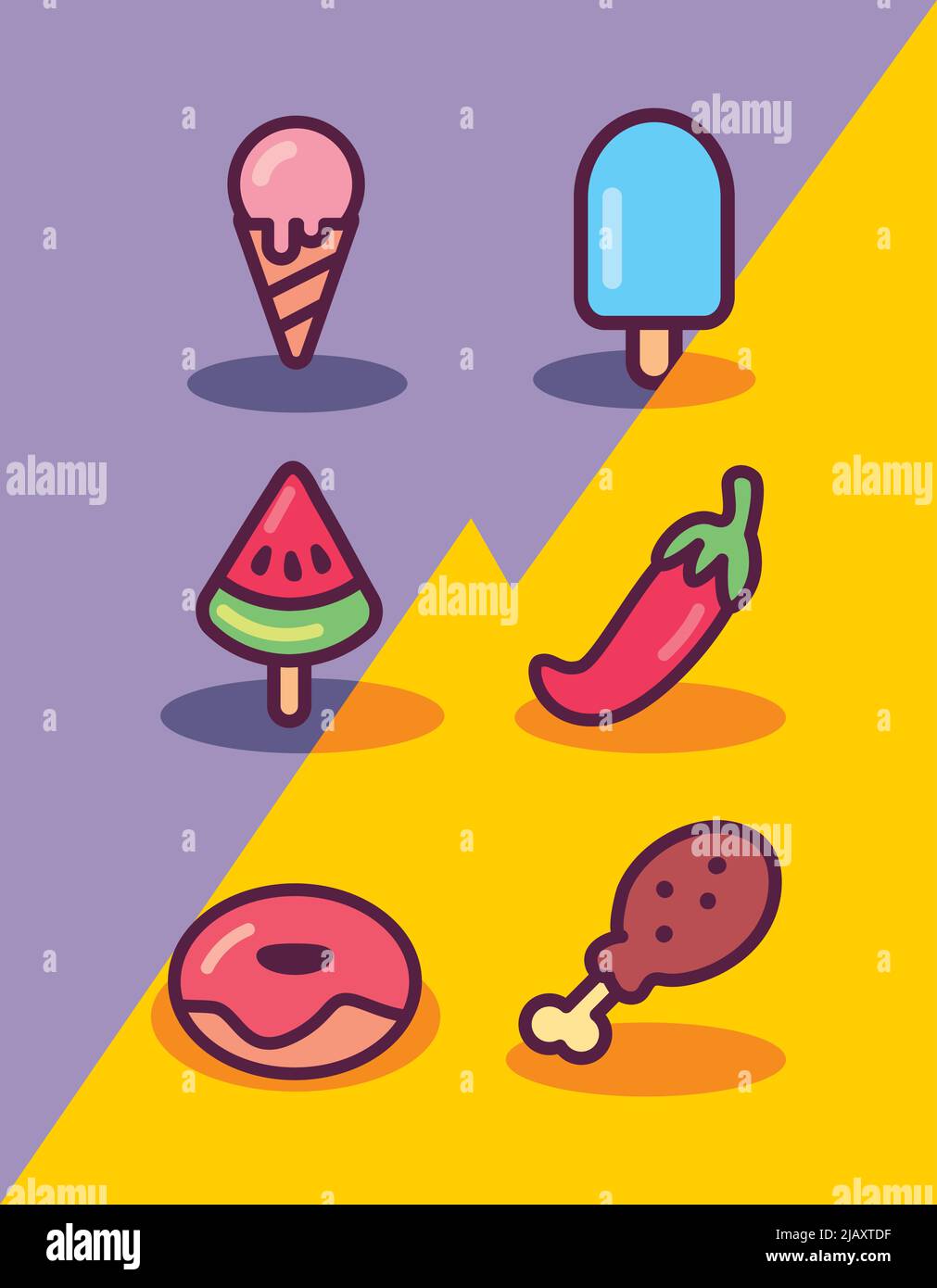 six flat fast food Stock Vector Image & Art - Alamy