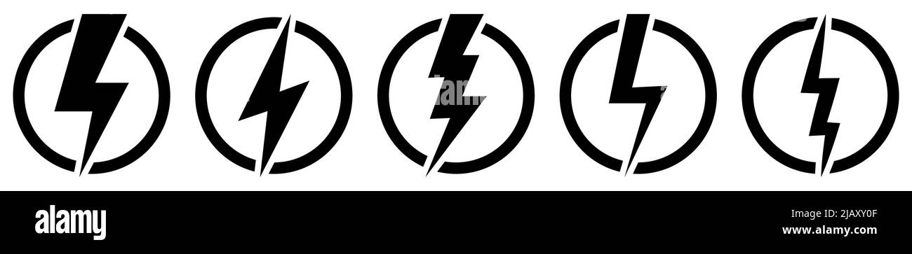 Lightning bolt icon set. Vector illustration isolated on white ...