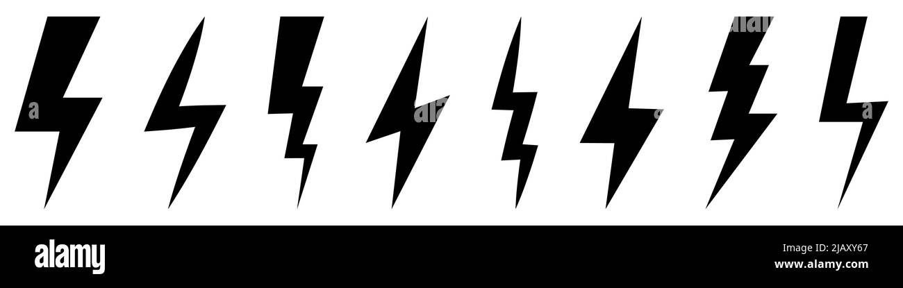 Lightning bolt icons set. Vector illustration isolated on white ...