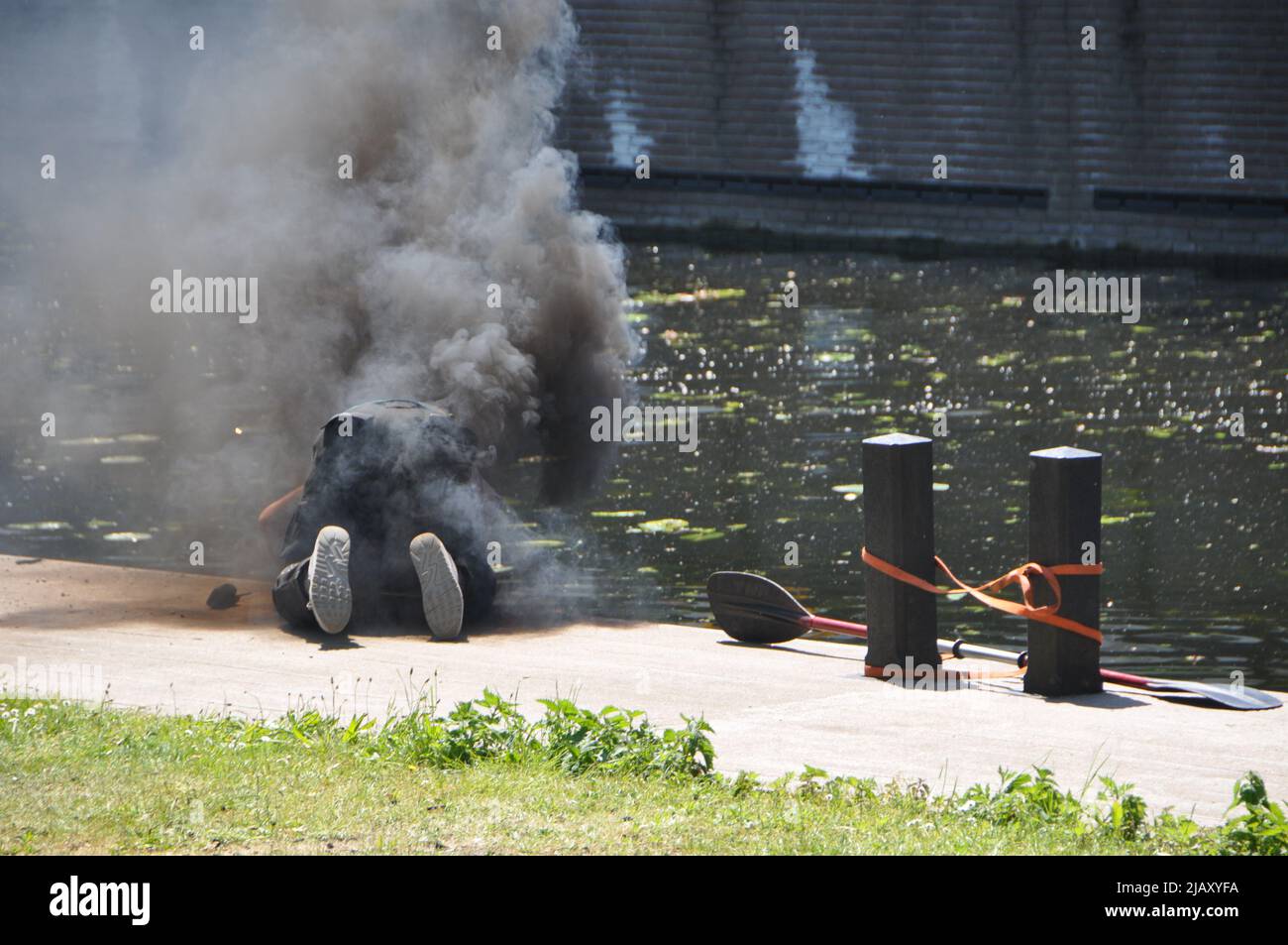 05-30-2020.Koekamp,The Hague,Netherlands.Anti lockdown protest.Because of corona measures only 30 people were allowed to protest.More people showed up,so the police broke down the demonstration.There was no violence but 37 people were arrested for not leaving the area. Stock Photo