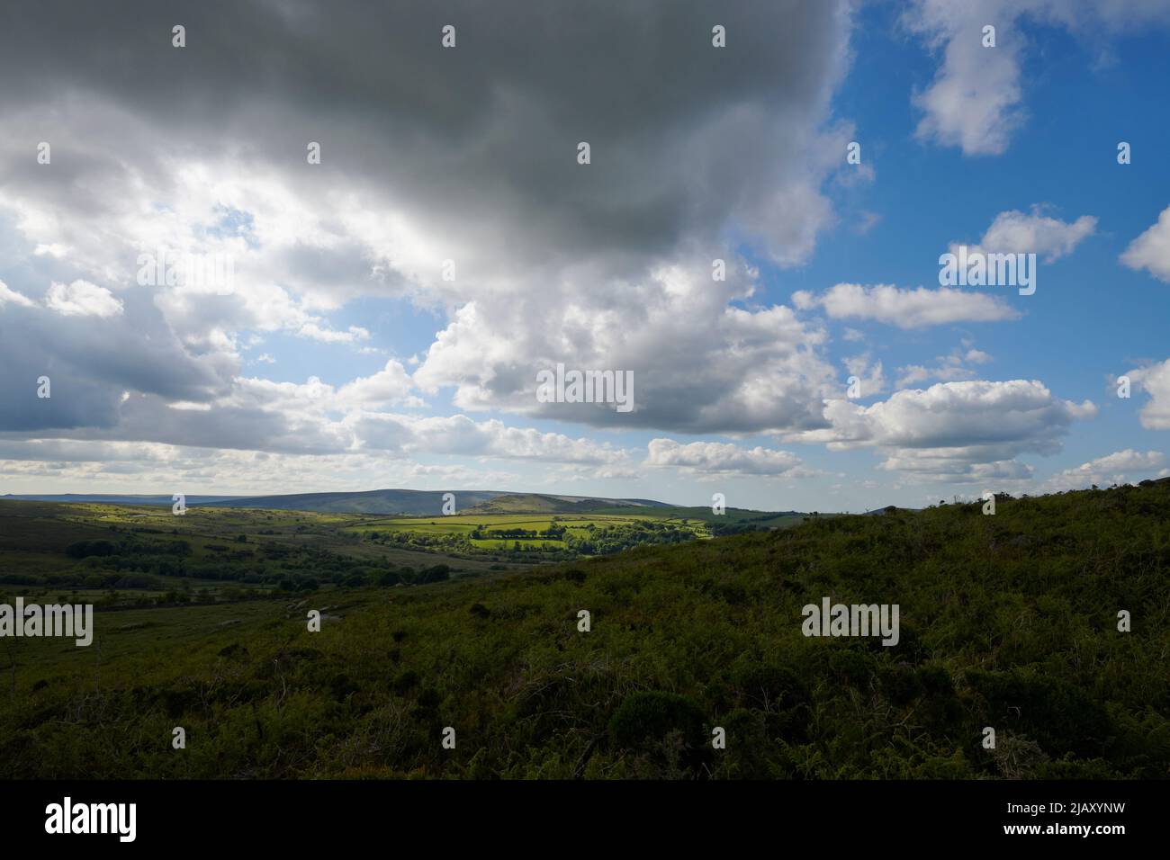 UK Weather Clearing Skies Across Dartmoor National Park, Devon Stock