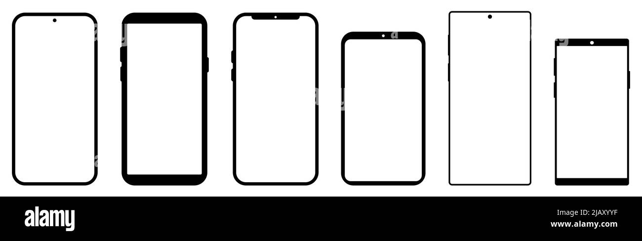 Smartphone mockup with blank screen set. Vector illustration isolated ...