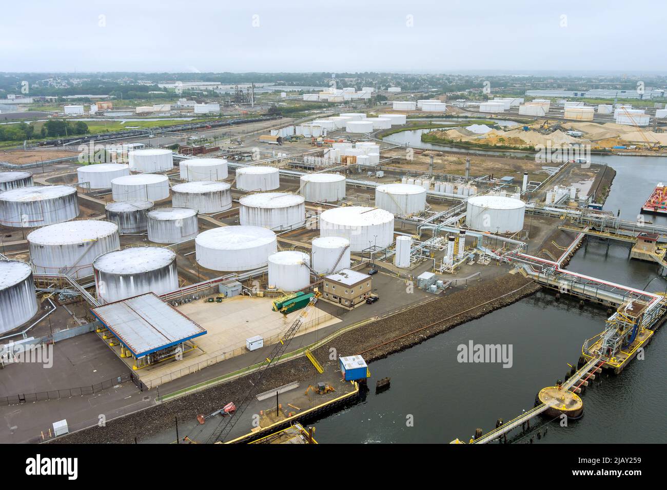 Aerial view oil storage tank with oil refinery plant Stock Photo Alamy