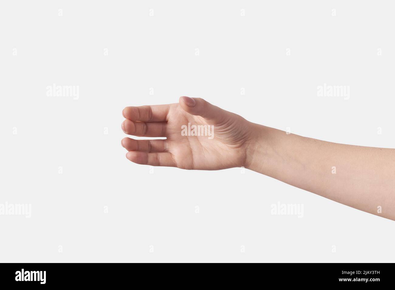 Female hand gesture isolated on white Stock Photo - Alamy