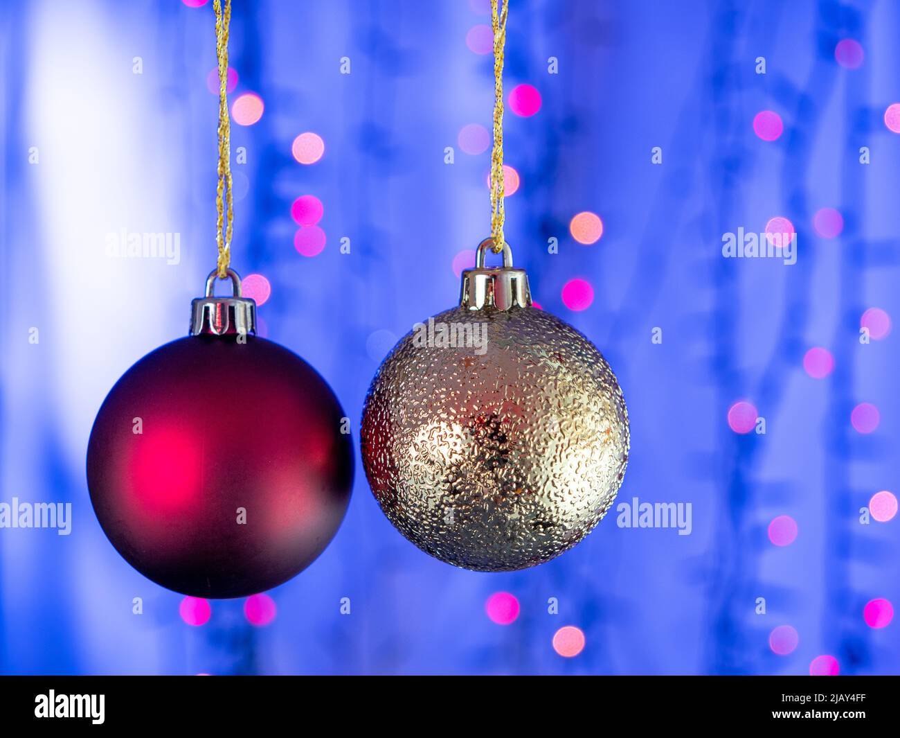 Christmas balls on a blue background. High quality photo Stock Photo