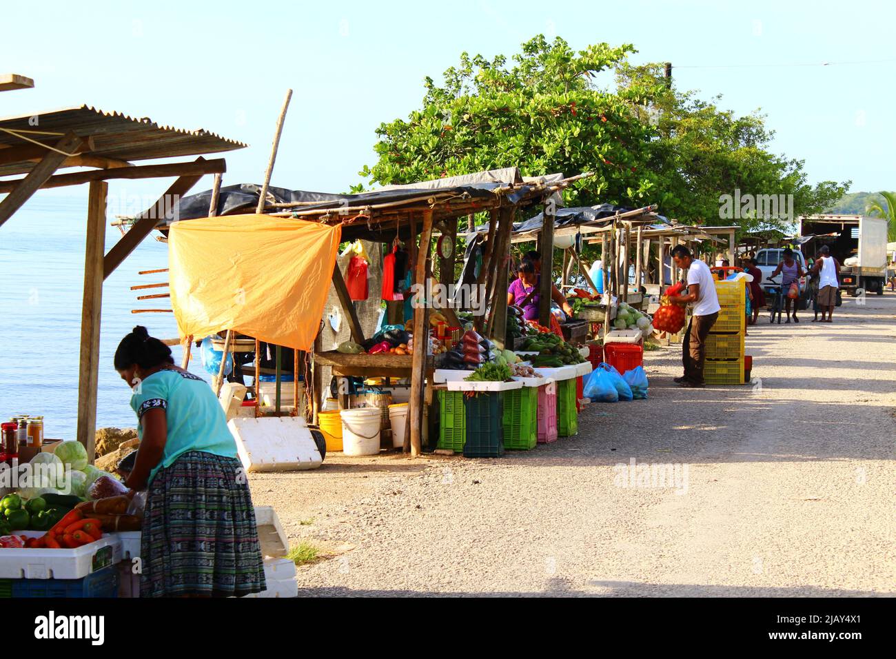 PUNTA GORDA, BELIZE SEPTEMBER 18, 2015 temporary market next to the
