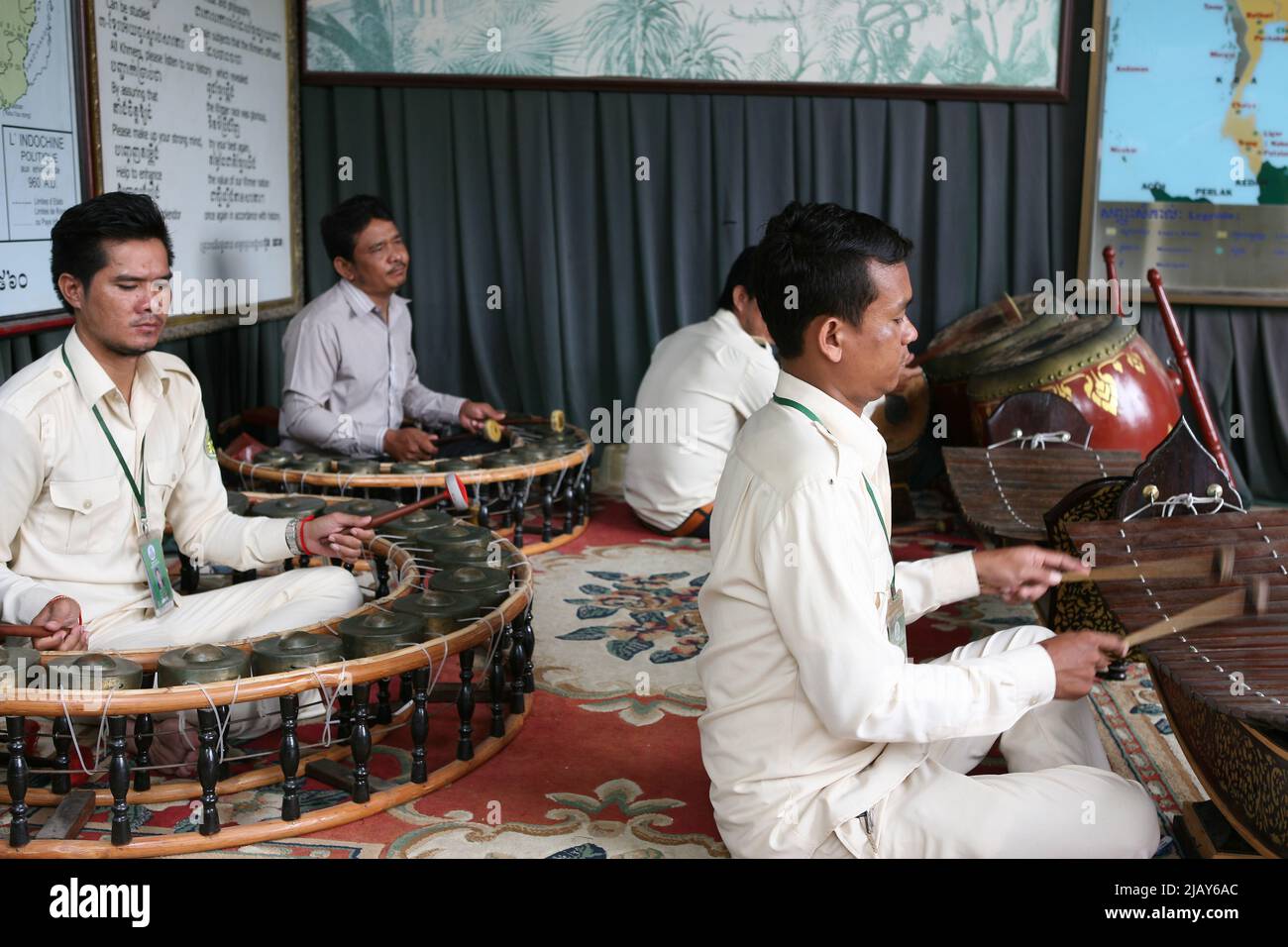 Pinpeat orchestra, Silver Pagoda complex, Phnom Penh, Cambodia Stock Photo