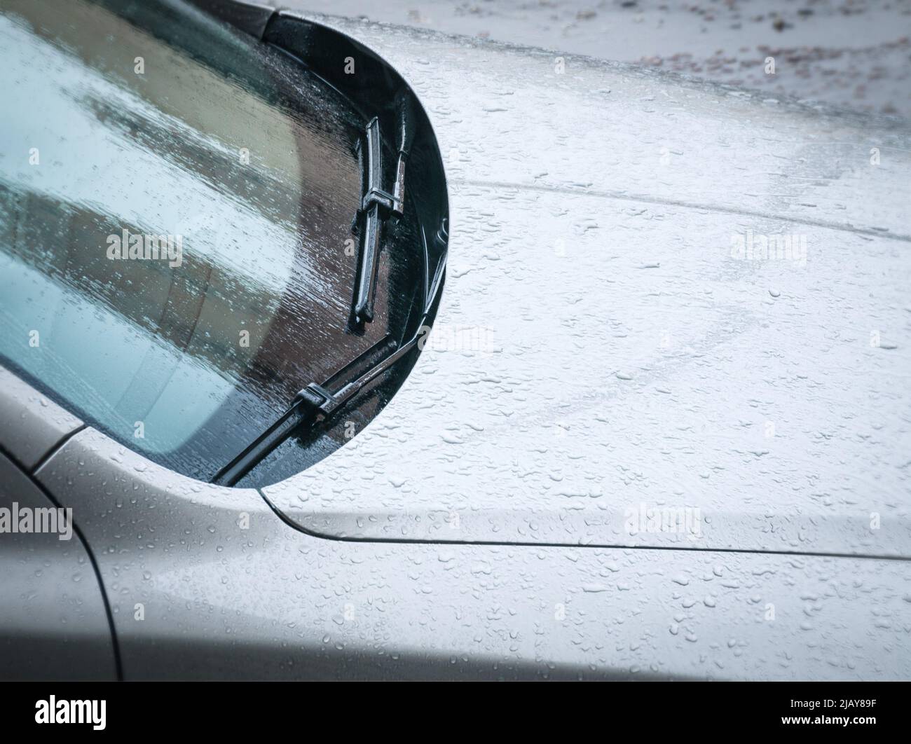 car windshield windscreen and wipers at rain shower Stock Photo Alamy