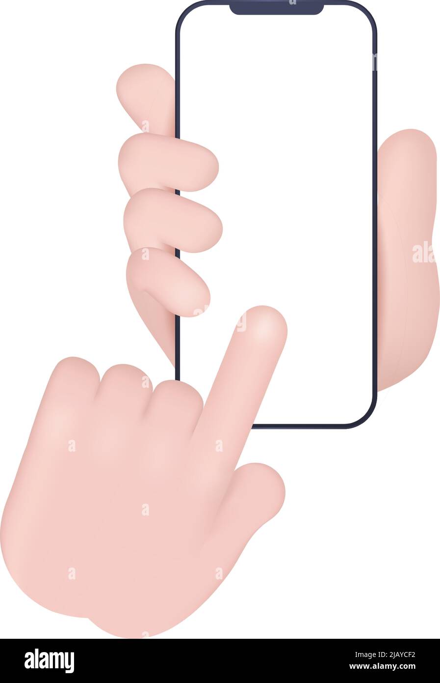 3d cartoon human hand with mobile phone. Hand Emoji. Stock Vector