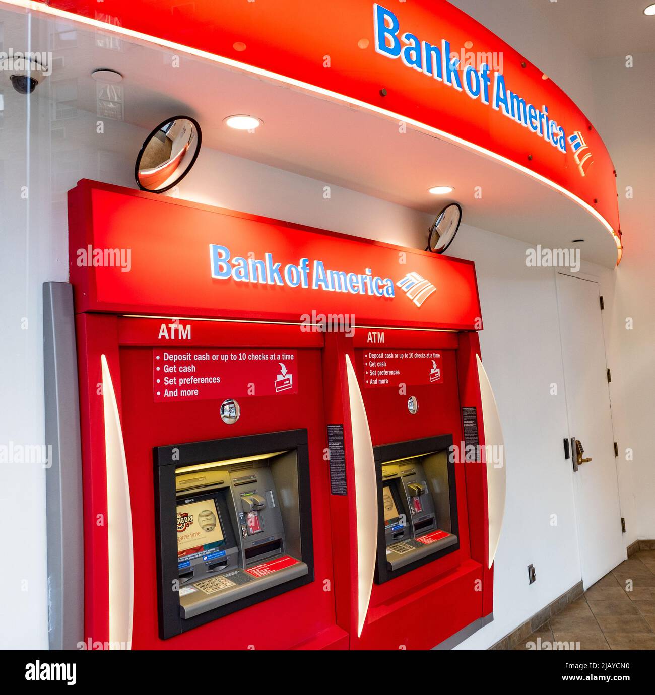 Bank of America ATM Automated Teller Machine with logo Stock Photo
