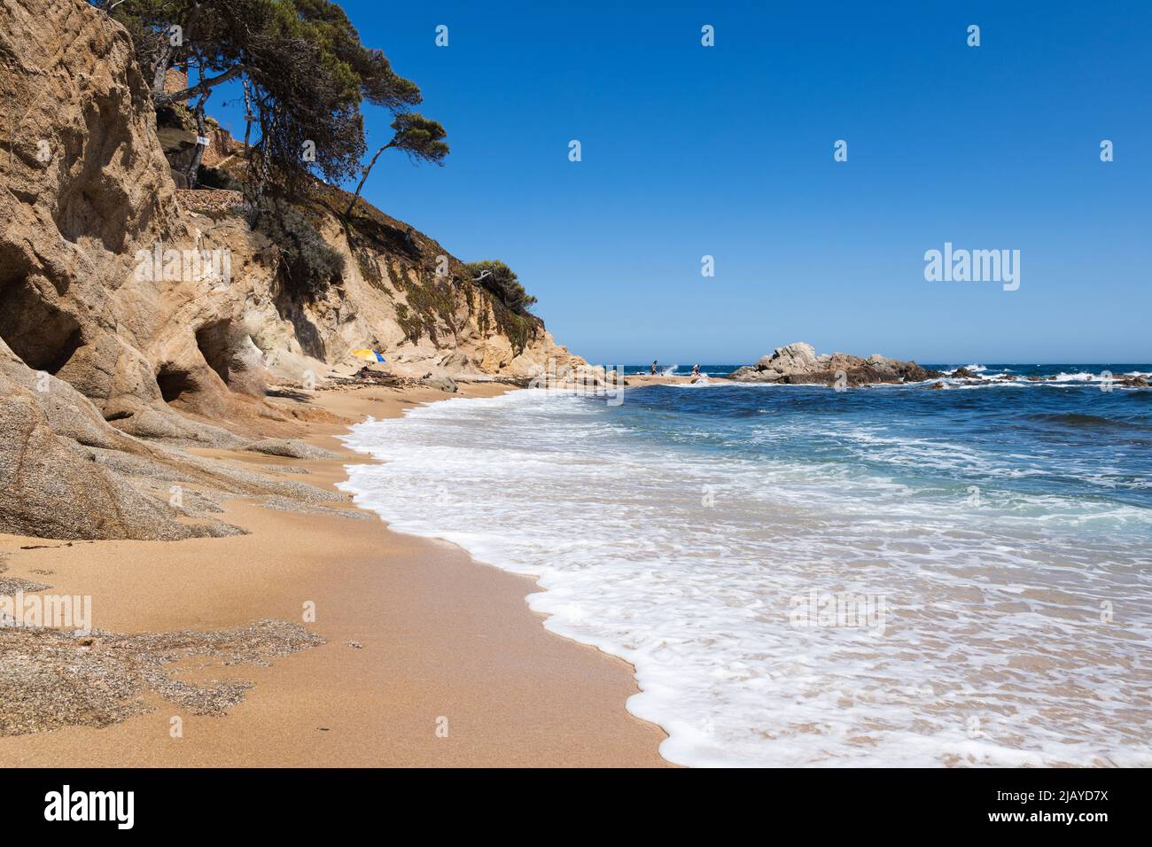 Cala Estreta In Palamos Costa Brava Spain View On Sandy Beach With Cala Estreta In Palamos Costa Brava Spain View On Sandy Beach With