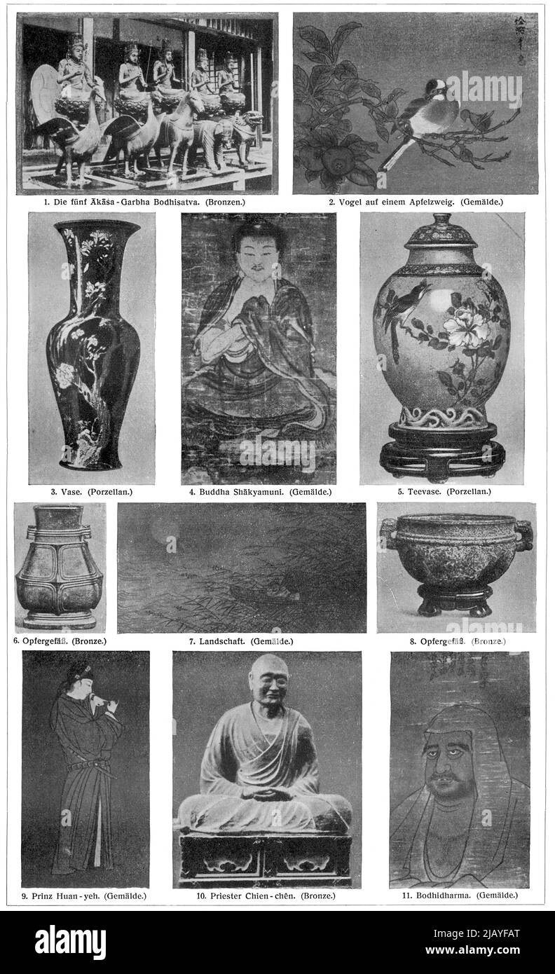 Heritage of Chinese culture. Publication of the book 'Meyers Konversations-Lexikon', Volume 2, Leipzig, Germany, 1910 Stock Photo