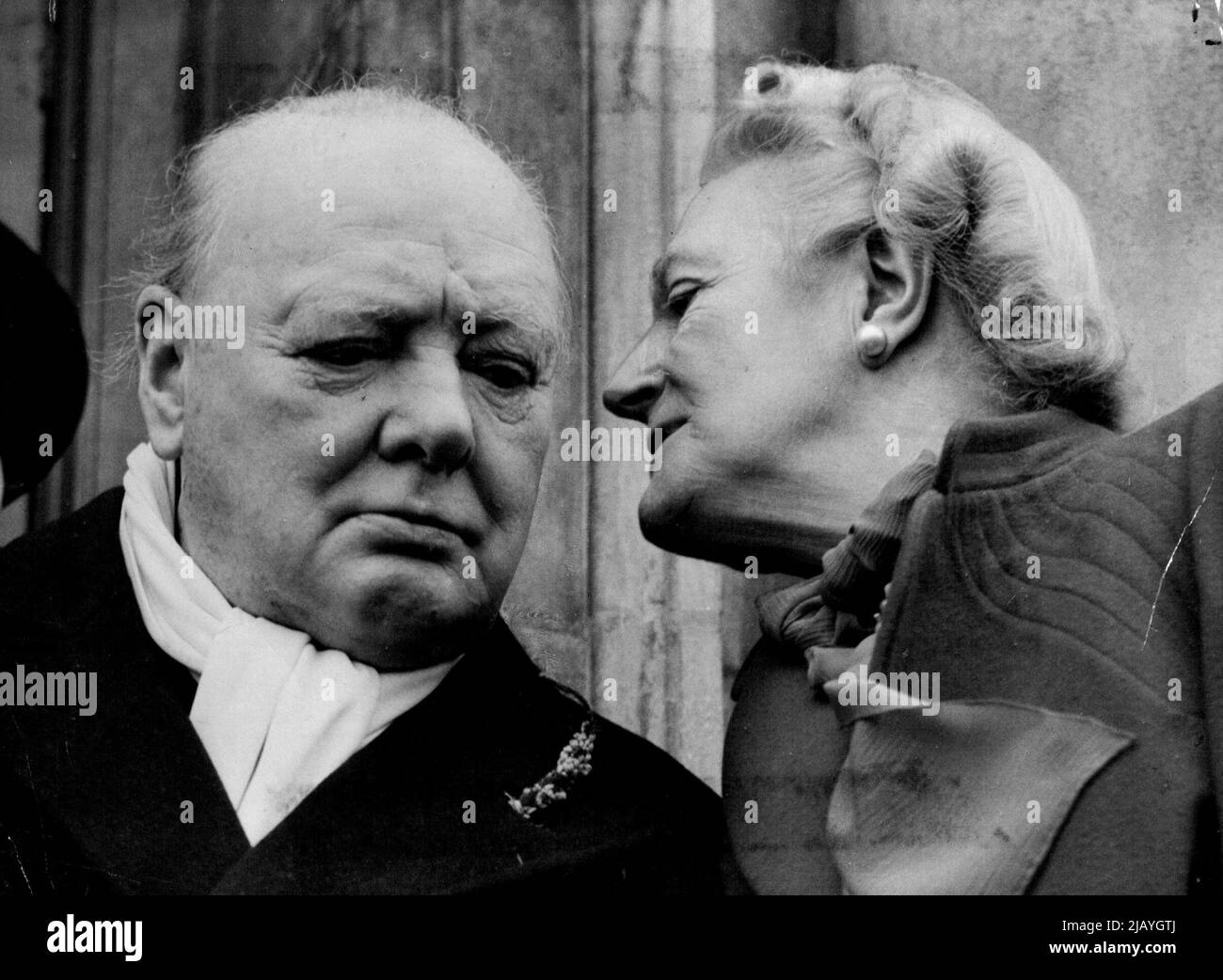 Winston Churchill and Lady Clementine - General Scenes Together 1950's. November 06, 1951. (Photo by The Associated Press Ltd.). Stock Photo