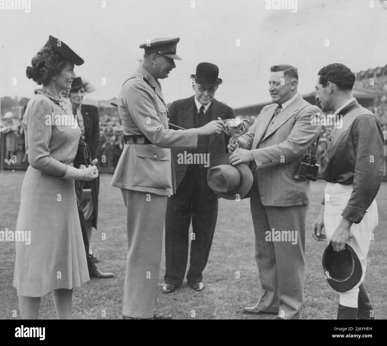 He trained last year's Melbourne cup winner. Who is he? Russia's trainer, E. Hush. November 07, 1946. Stock Photo