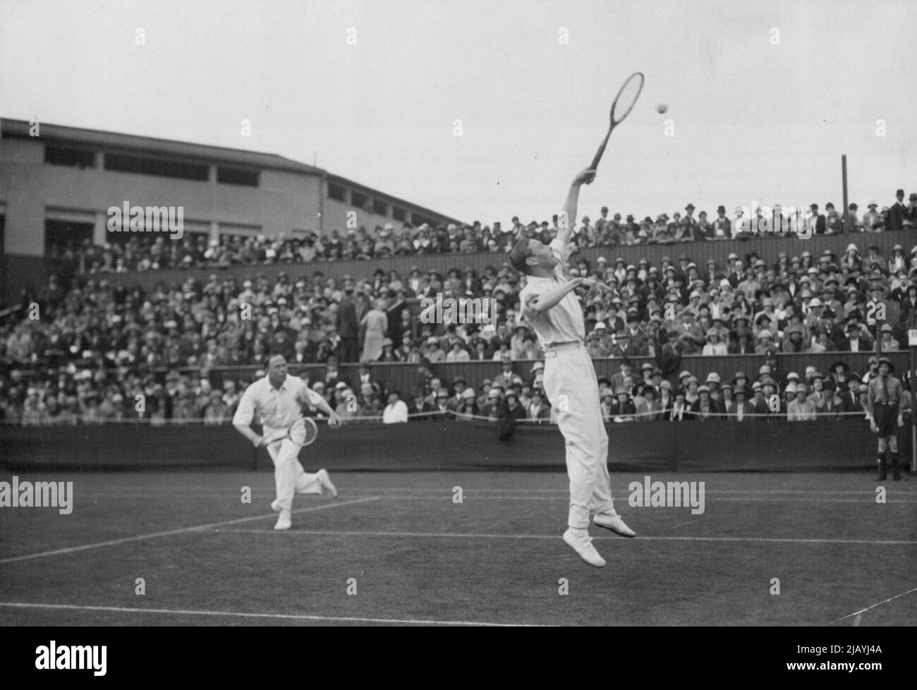 The King, as Duke of York, has always been a keen tennis fan: and this picture shows him in play at Wimbledon (London) lawn tennis championships in June, 1926. November 15, 1951. (Photo by Reuterphoto). Stock Photo