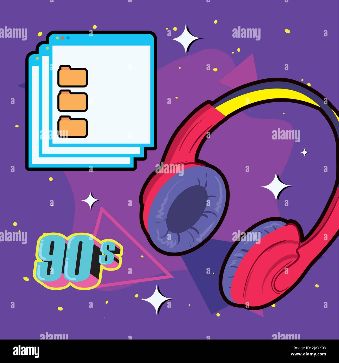 90s pc files and headphones Stock Vector Image & Art - Alamy