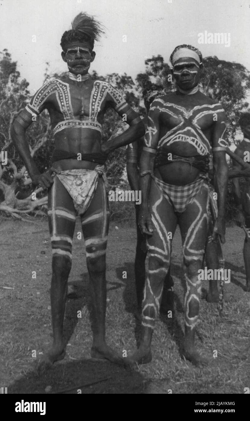Aboriginal's. Ready for Funeral Corroboree. February 20, 1954 Stock