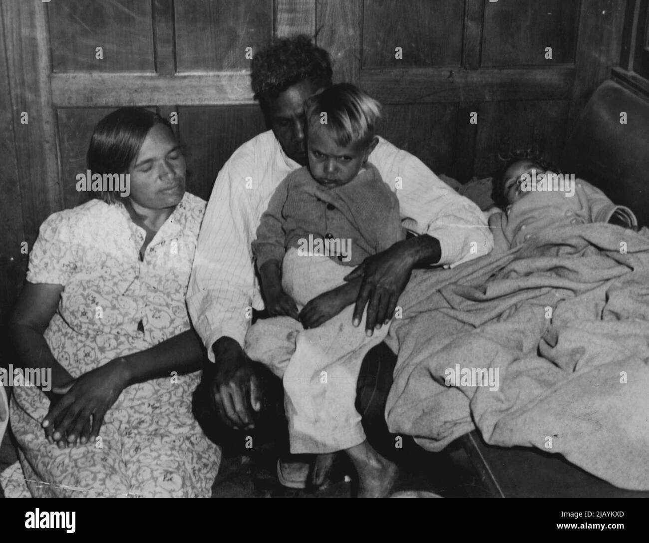 Aboriginal Passengers Are Confined to one second class coach at the rear of the train. They are forbidden to book sleeping berths and are kept out of the dinning car. July 22, 1954. Stock Photo