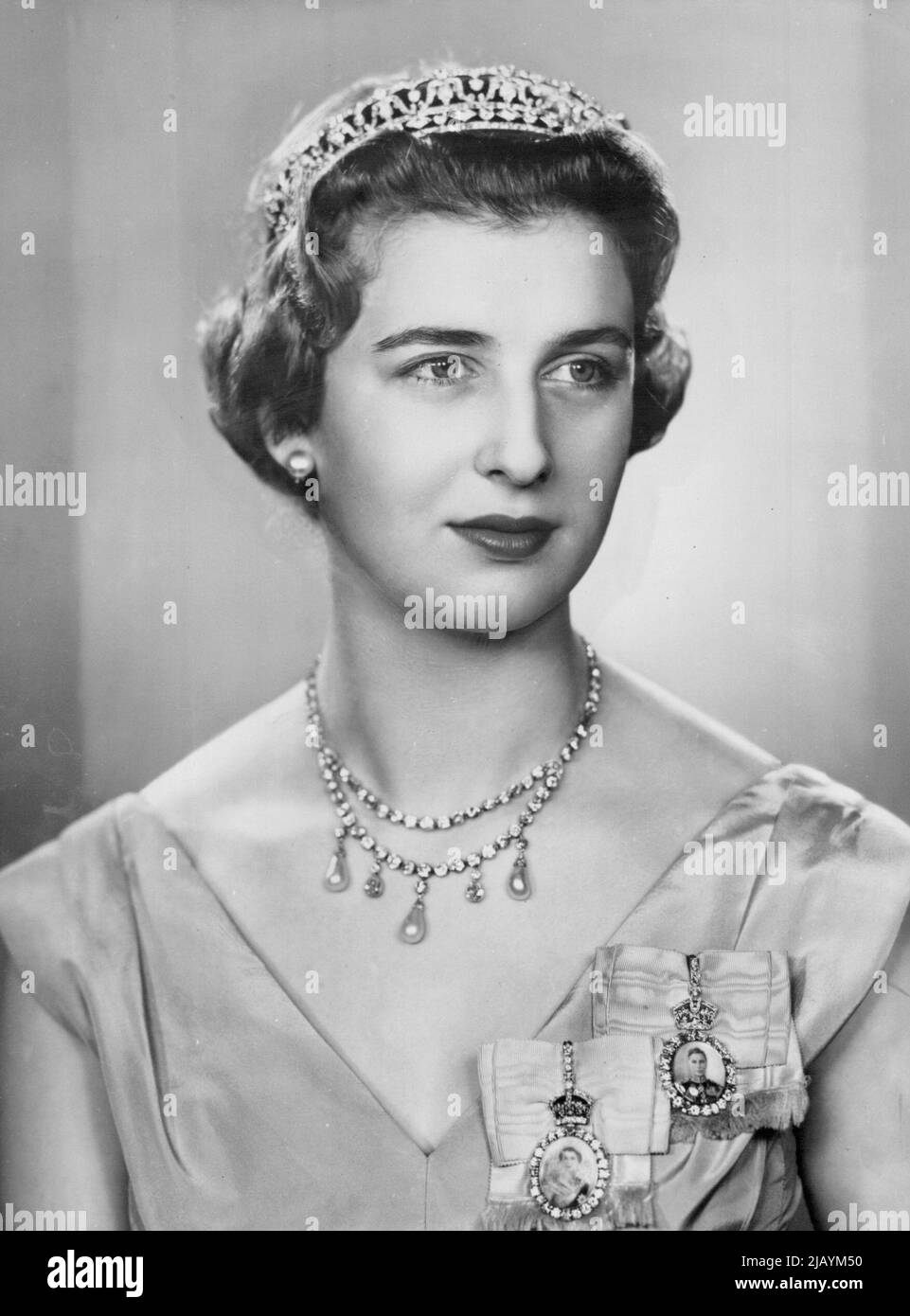 H.R.H. Princess Alexandra, Aged 19 -- On Xmas Day, December 25, 1955, H.R.H. Princess Alexandra Helen Elizabeth Olga Christabel, the daughter of the Duchess of Kent, will celebrate her 19th birthday. December 25, 1955. (Photo by Dorothy Wilding, Camera Press) Stock Photo