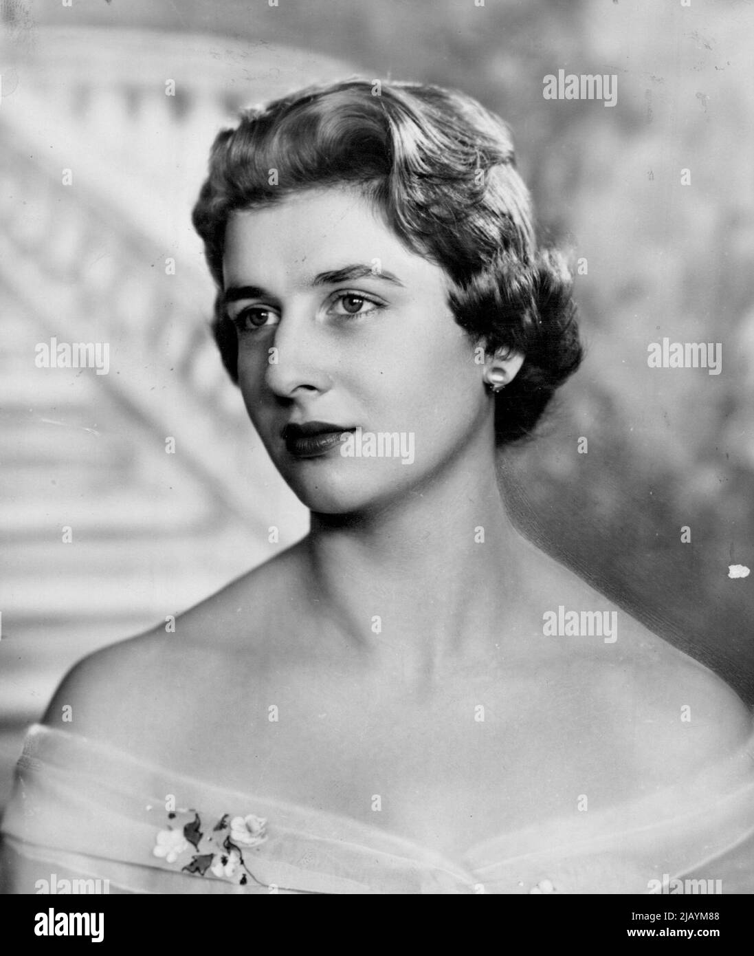 H.R.H. Princess Alexandra, Aged 19 -- On Xmas Day, December 25, 1955, H.R.H. Princess Alexandra Helen Elizabeth Olga Christabel, the daughter of the Duchess of Kent, will celebrate her 19th birthday. December 25, 1955. (Photo by Dorothy Wilding, Camera Press) Stock Photo