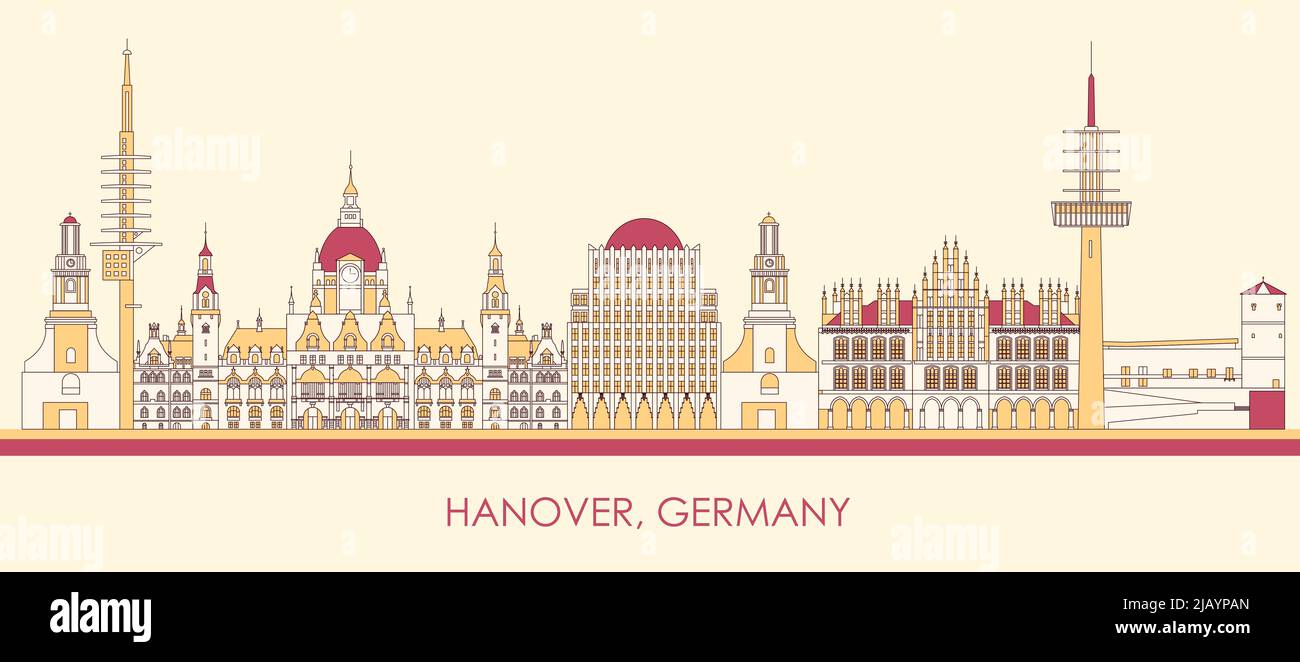 Cartoon Skyline panorama of city of Hanover, Germany - vector illustration Stock Vector