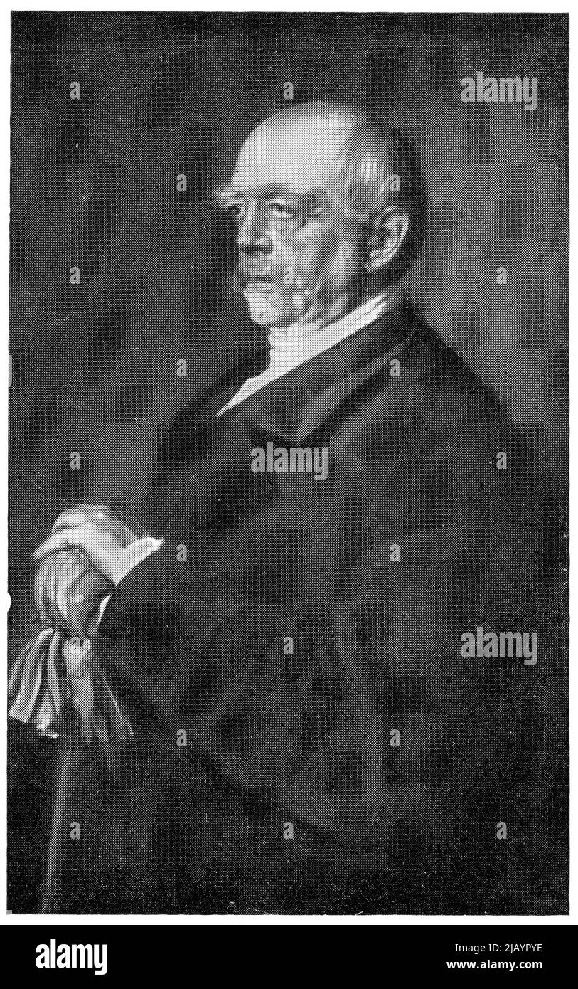 Portrait of Otto von Bismarck by a German painter Franz von Lenbach. Publication of the book 'Meyers Konversations-Lexikon', Volume 2, Leipzig, Germany, 1910 Stock Photo