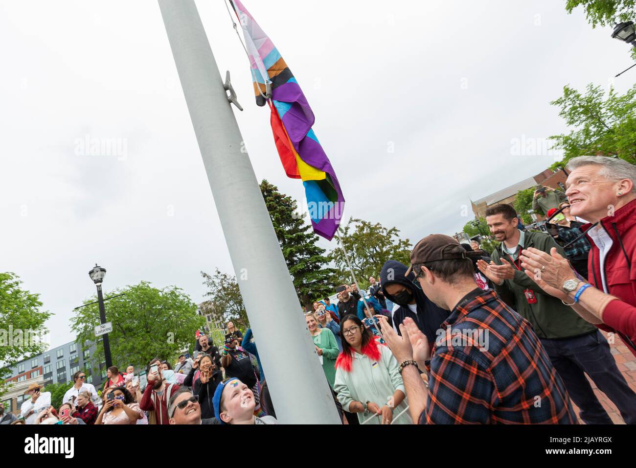 June 1, 2022. Salem, MA. Salem 2022 Pride Flag Raising The city of # ...