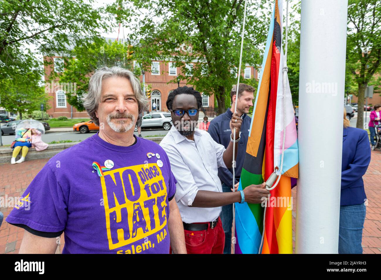 June 1, 2022. Salem, MA. Salem 2022 Pride Flag Raising The city of # ...