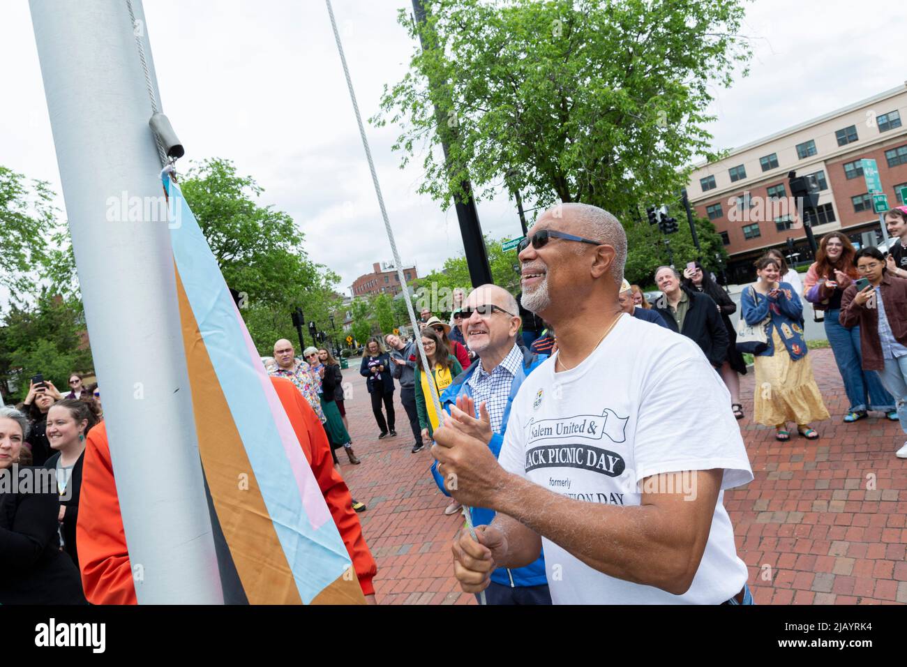 June 1, 2022. Salem, MA. Salem 2022 Pride Flag Raising The city of # ...