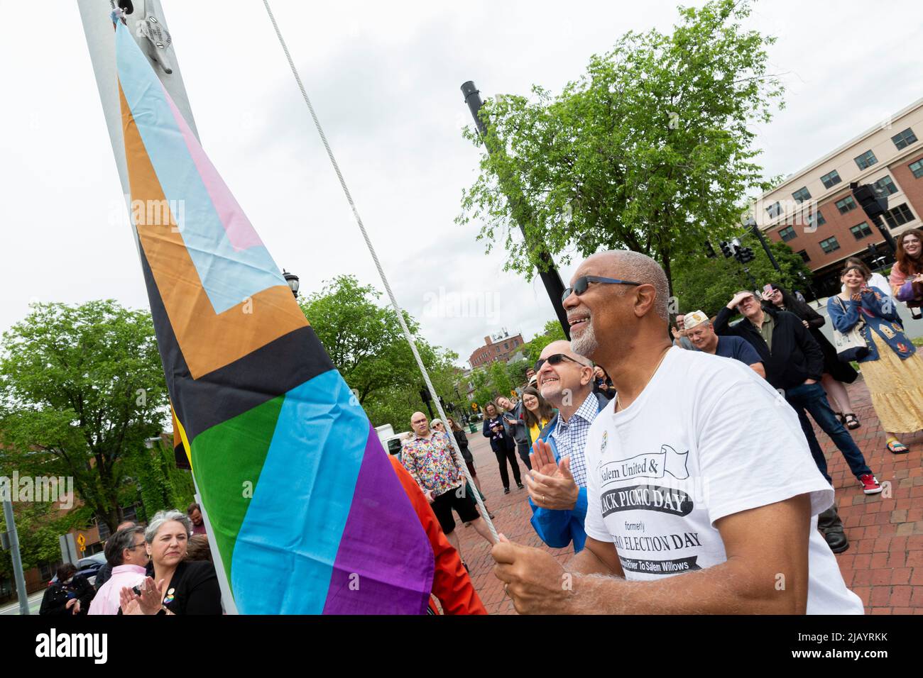 June 1, 2022. Salem, MA. Salem 2022 Pride Flag Raising The city of # ...