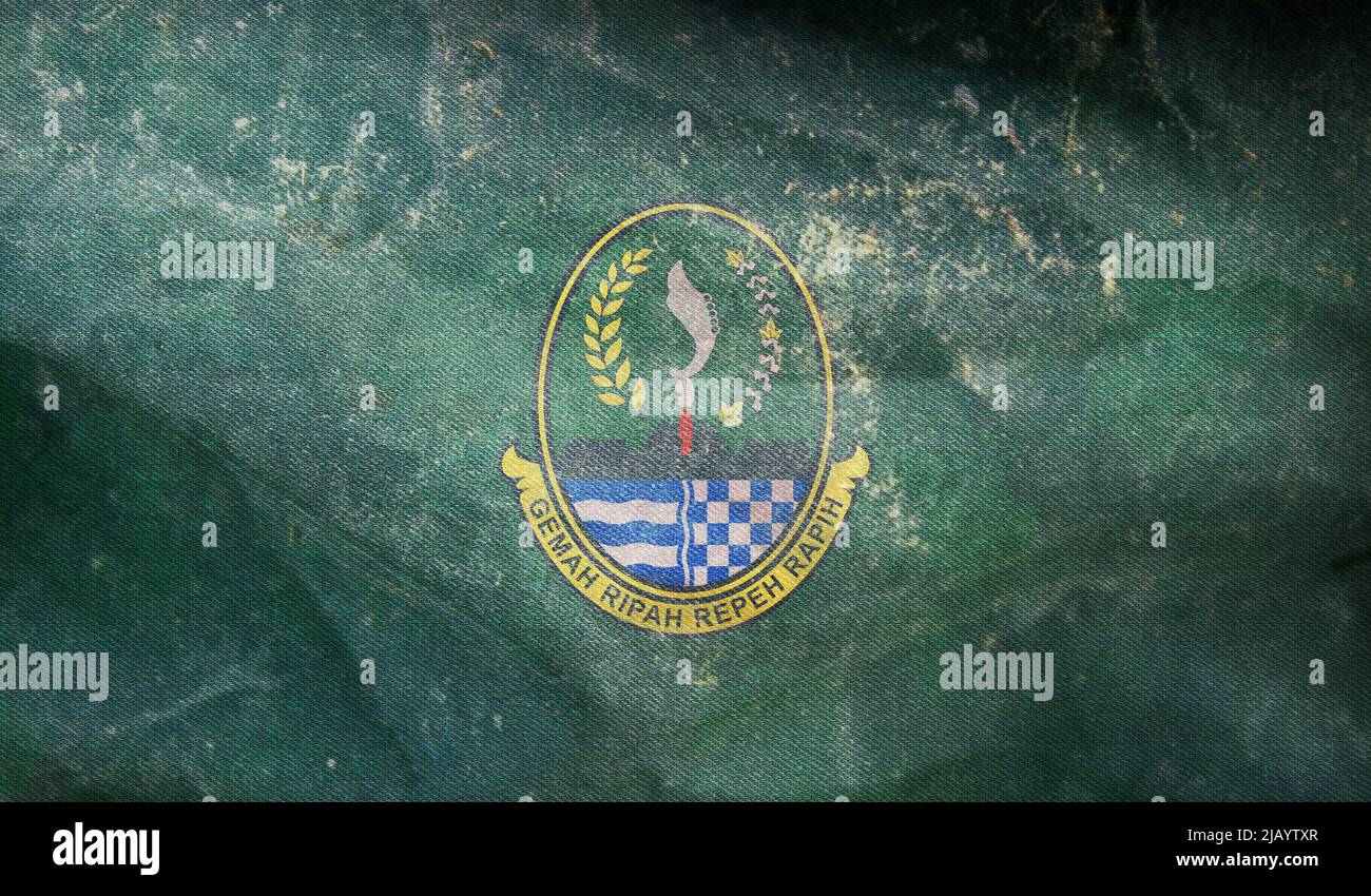 Top view of retro flag West Java Indonesia with grunge texture