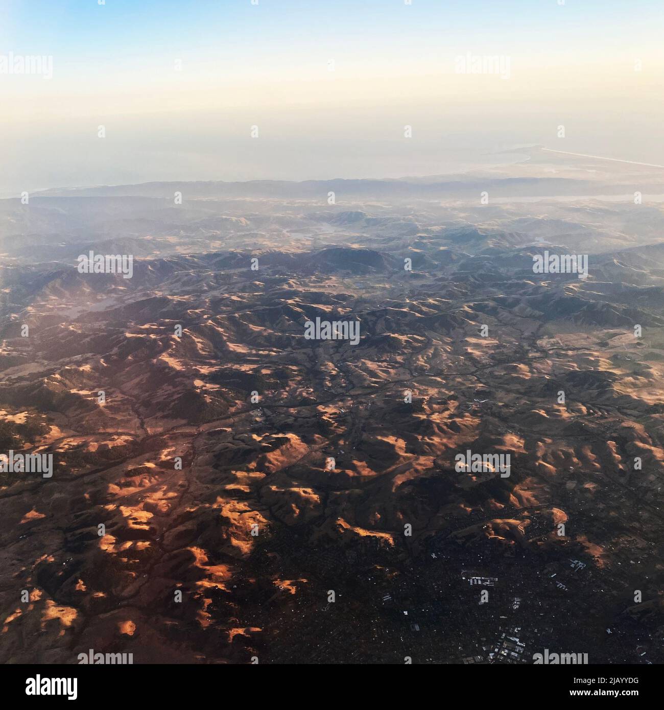 An aerial view of misty mountains Stock Photo - Alamy