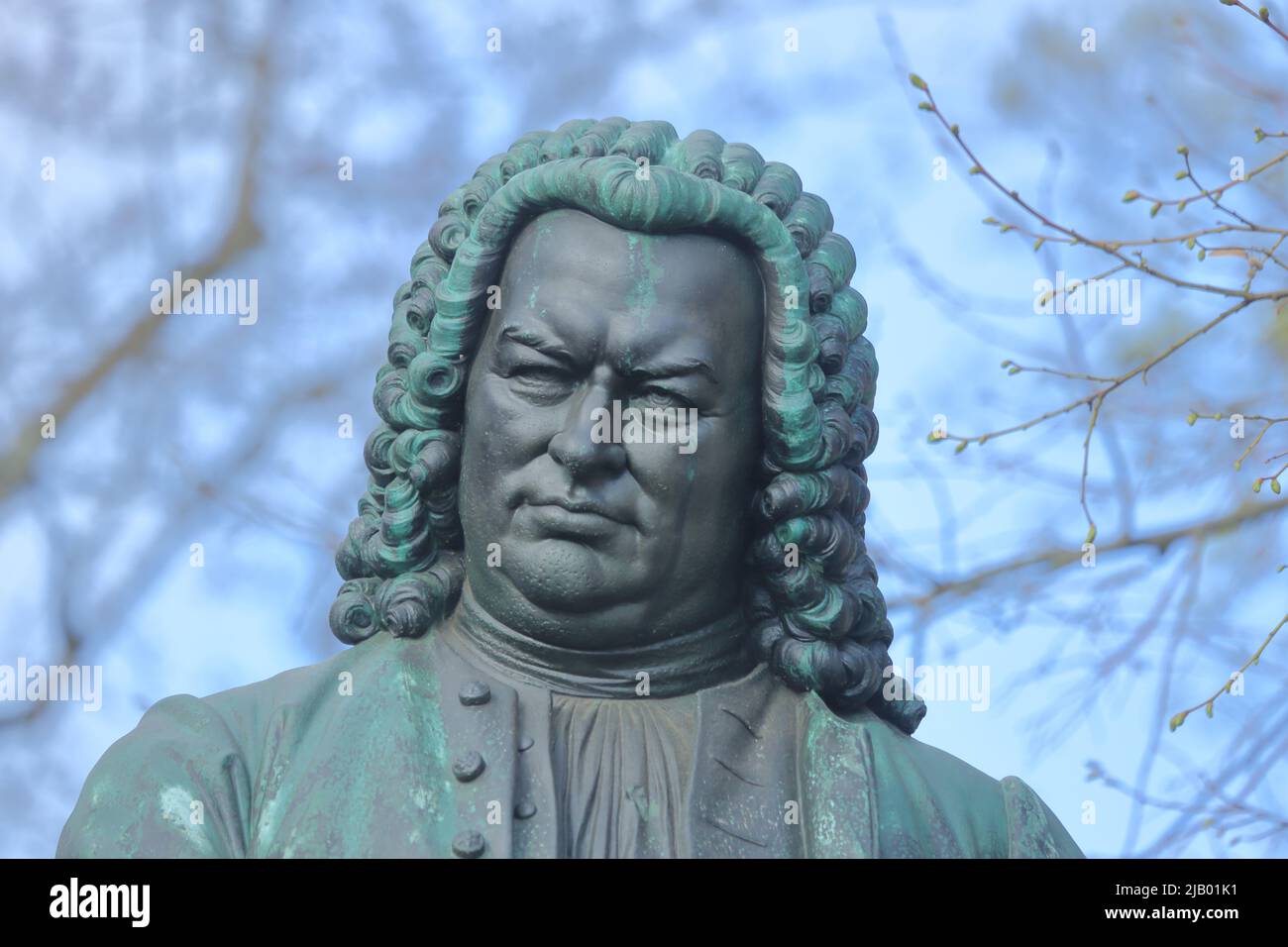 Head at the Johann Sebastian Bach Monument in Eisenach, Thuringia, Germany Stock Photo