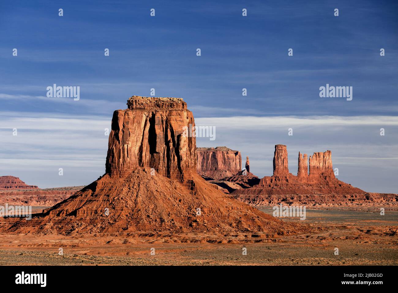 AZ00424-00....ARIZONA - Sandstone buttes from Navajo Code Talker Outpost in Monument Valley Navajo Tribal Park. Stock Photo