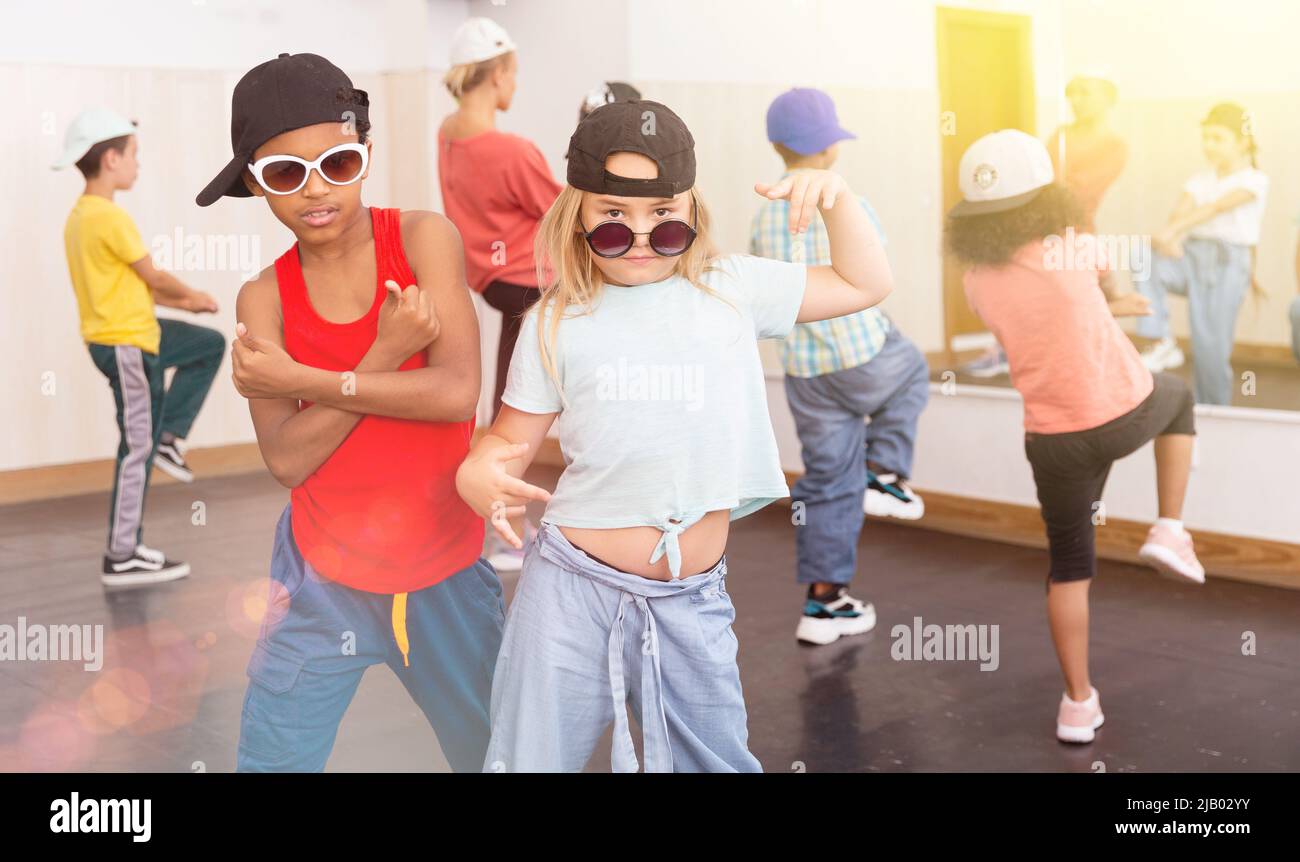 Kids hip hop dancers posing at studio Stock Photo - Alamy