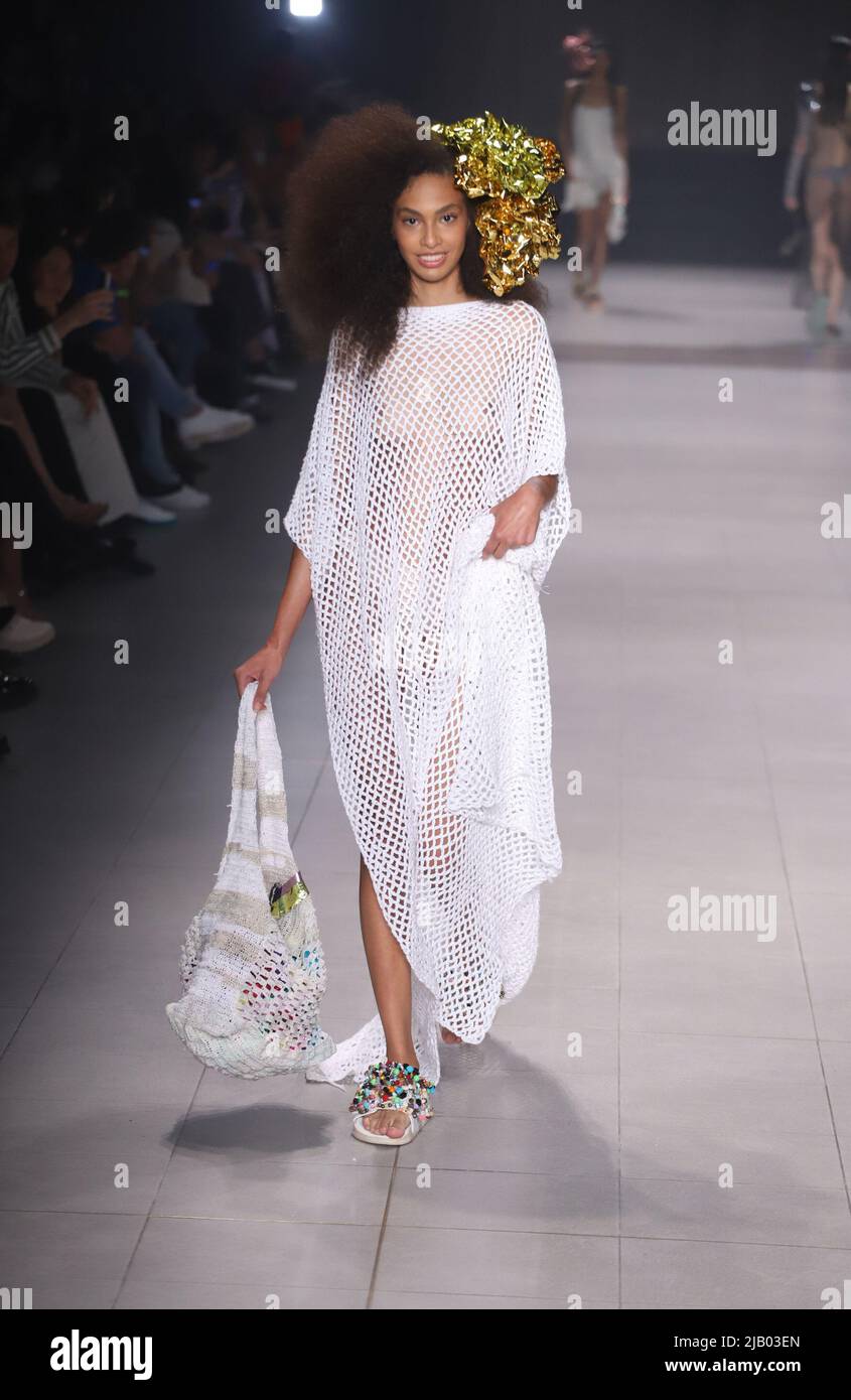 Sao Paulo, Brazil. 1st Jun 2022. Model during the Ponto Firme Project at  Sao Paulo Fashion Week (SPFW) at Senac Lapa Faustolo in Sao Paulo. (Photo:  Vanessa Carvalho/Brazil Photo Press) Credit: Brazil