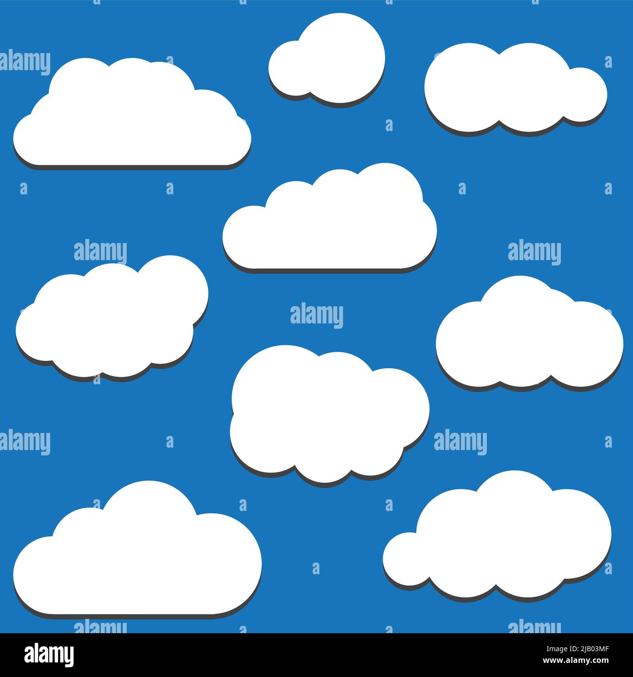 Set of Cloud Icons in trendy flat style isolated on blue background ...