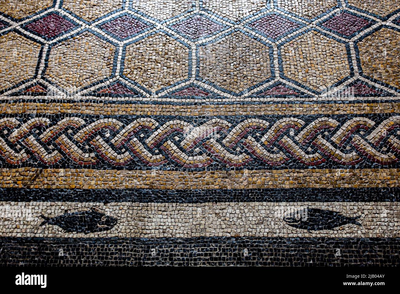 Detail of the Hearst Castle mosaic tile floor. Hearst Castle. San Simeon, CA. 06/2017 Stock Photo