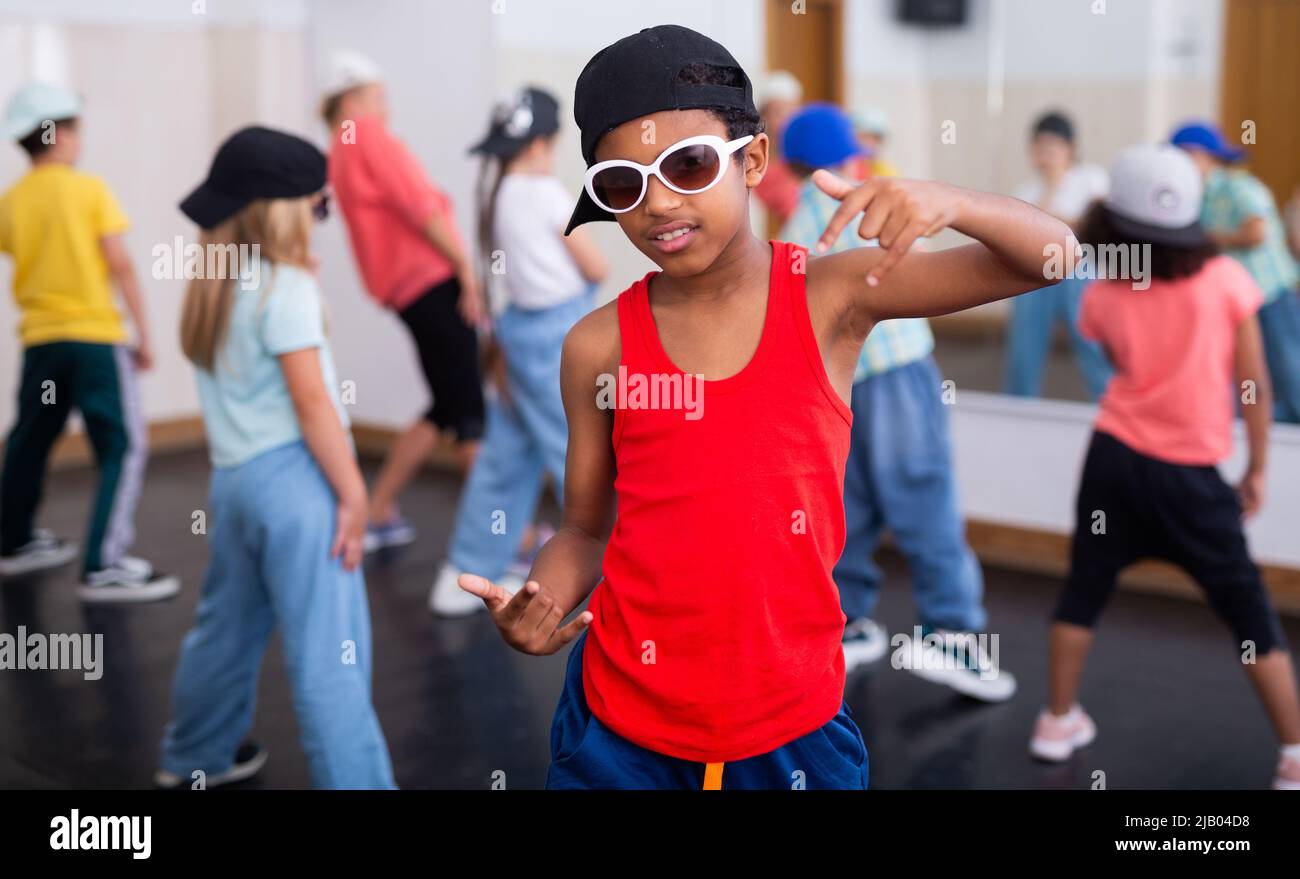 Afro boy hip hop dancer exercising at class Stock Photo Alamy